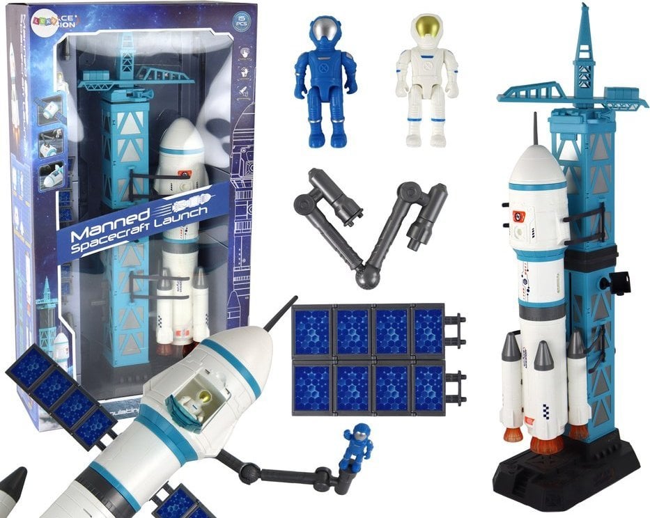 LeanToys Zabawka Misja Kosmiczna Rakieta Astronauci Wyrzutnia 15 Elementów