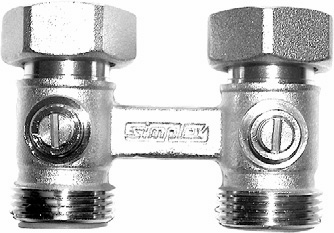 Meibes Dwururowy blok kurków Exclusive odmiana prosta dla grzejników kompaktowych GZ 3/4” - 10015