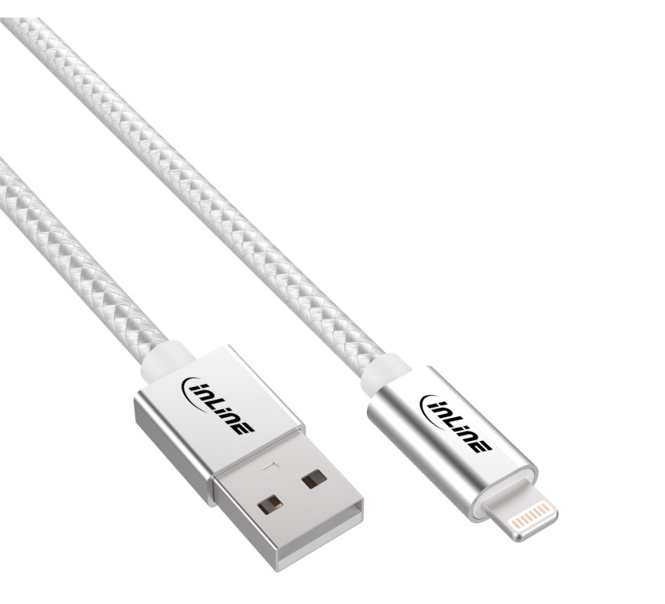 Kabel USB InLine USB-A - Lightning 1 m Biały (31411A)