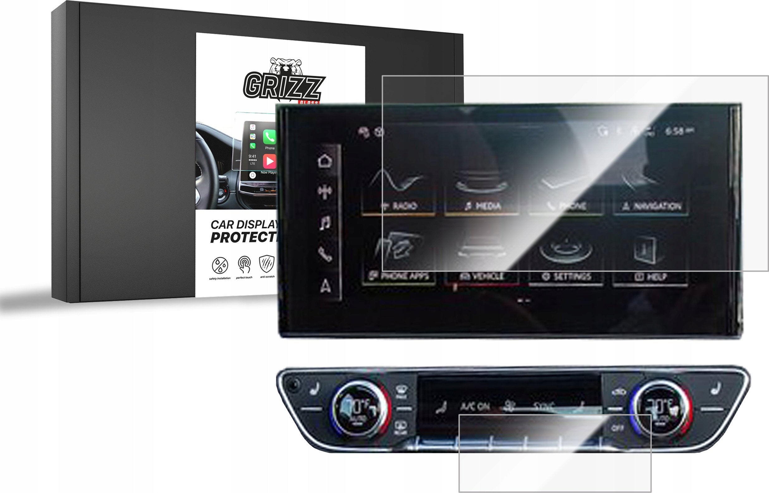 GrizzGlass Folia ceramiczna GrizzGlass CarDisplay Protection do Audi Q5 10,1" 2020-2024 [2w1]