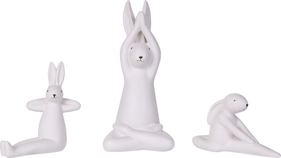 Shumee Zestaw 3 figurek dekoracyjnych zając biały BREST
