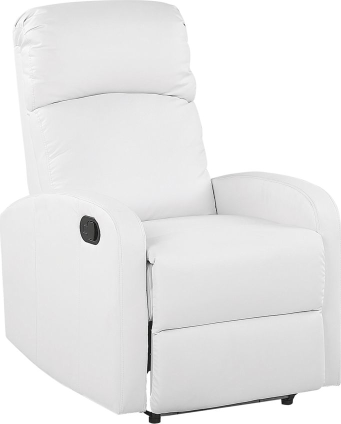 Beliani Fotel rozkładany ekoskóra LED z ładowarką biały VIRRAT