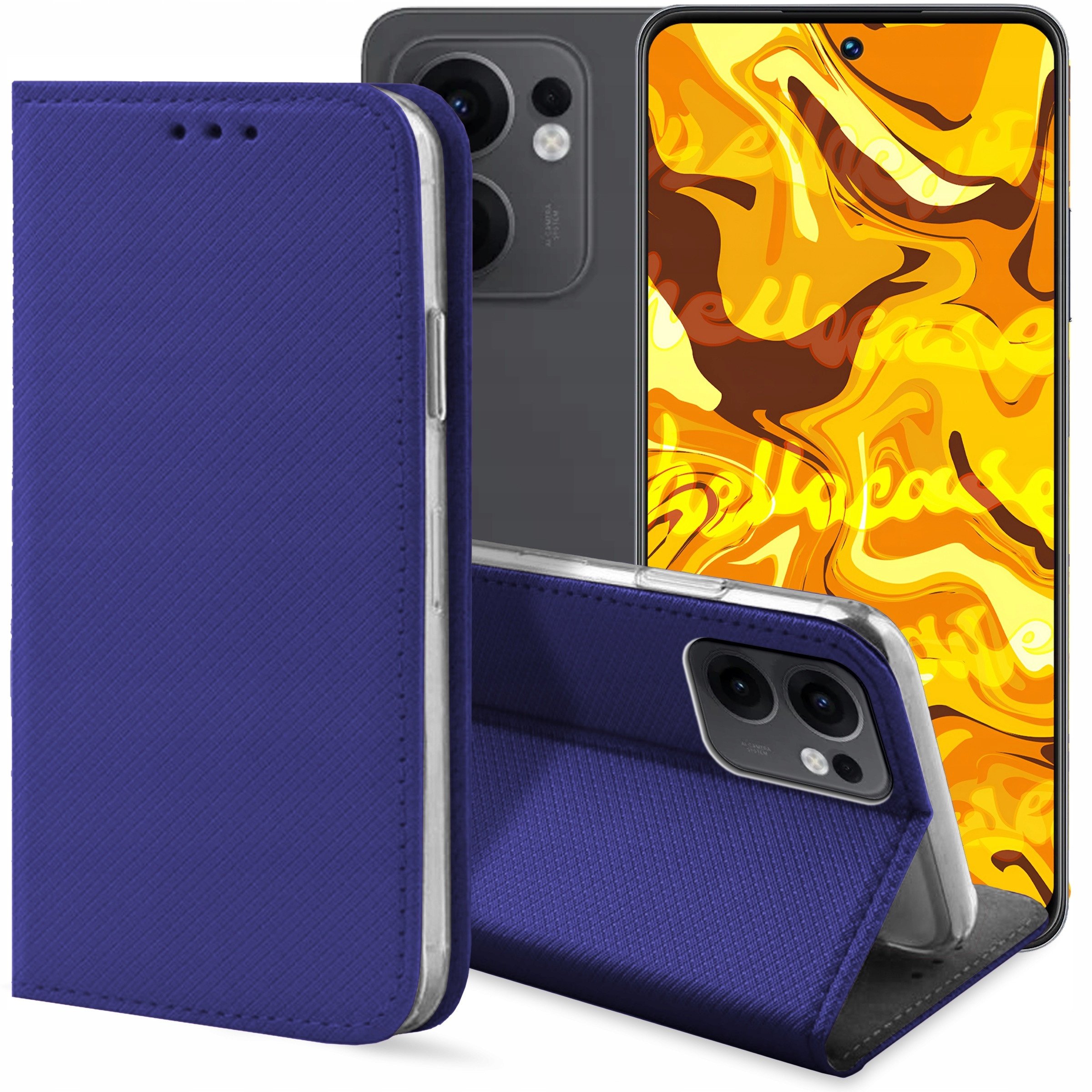 ETUI Z KLAPKĄ DO OPPO RENO13 F 4G / 5G GRANATOWE ZAMYKANE MAGNETYCZNE CASE
