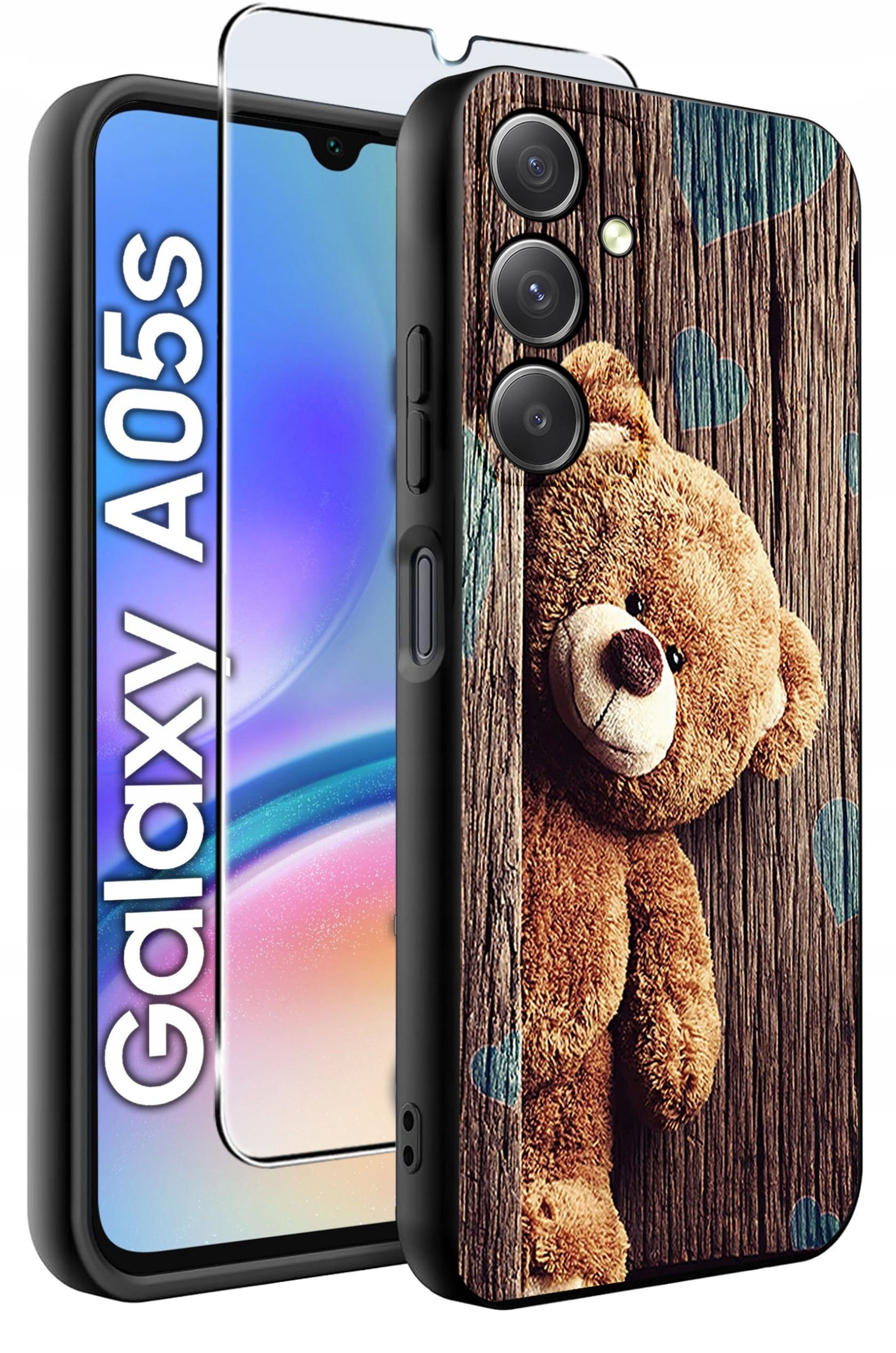 ETUI do Samsung A05s WZORY | SILIKONOWE MATT CASE + SZKŁO 9H