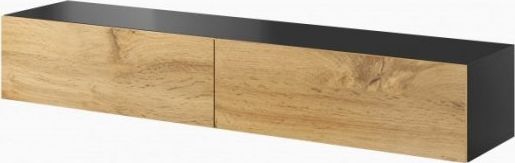 Cama Meble Szafka RTV VIGO '180' 30/180/40 czarny/dąb wotan