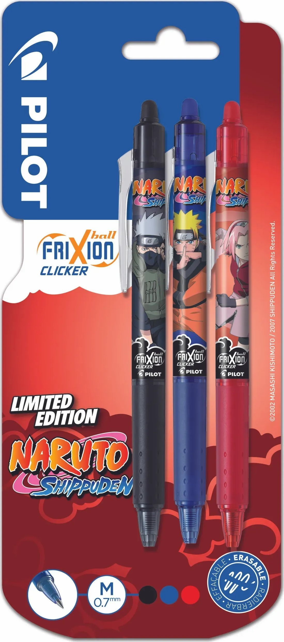 Pilot Pilot FriXion Ball Clicker medium 0,7 mm - Naruto Limited Edition - 3er Blister