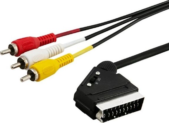 Kabel Savio Scart - RCA (Cinch) x3 2m czarny (SAVIO CL-133)