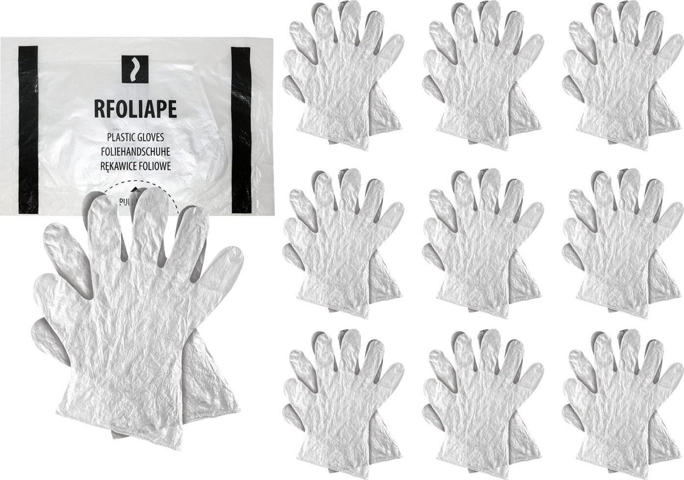 Pako Rękawice foliowe 100 sztuk / Przeźroczyste / Rozmiar: 9 - L / RFOLIAPEL - 10 szt.