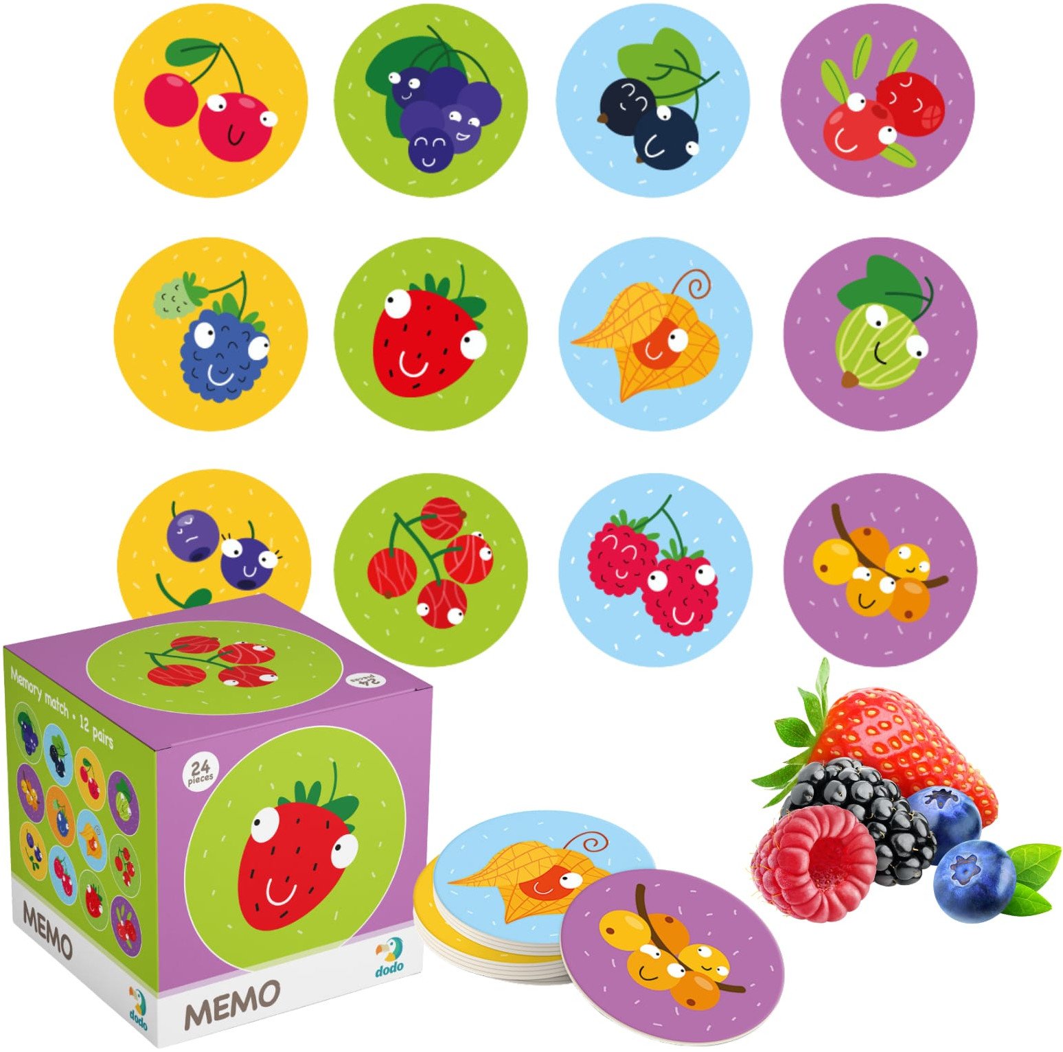 Gra Memo MIni "Owoce" Gra Pamięciowa Edukacyjna 12 Par Zestaw Dla Dzieci