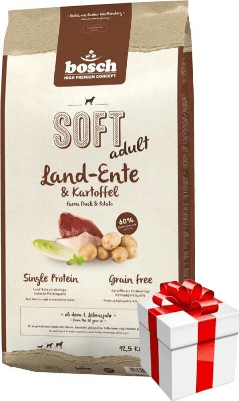 Bosch Bosch Soft Adult Kaczka & ziemniaki 12,5kg + Niespodzianka dla psa GRATIS