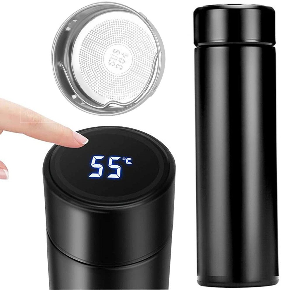 KUBEK TERMICZNY TERMOS LED 500ml NA KAWĘ HERBATĘ DOTYKOWY DO SAMOCHODU (czerwony)