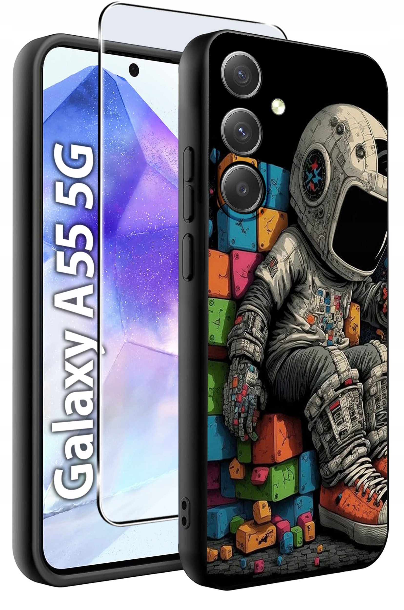 ETUI do Samsung A55 5G WZORY | SILIKONOWE MATT CASE + SZKŁO HARTOWANE 9H