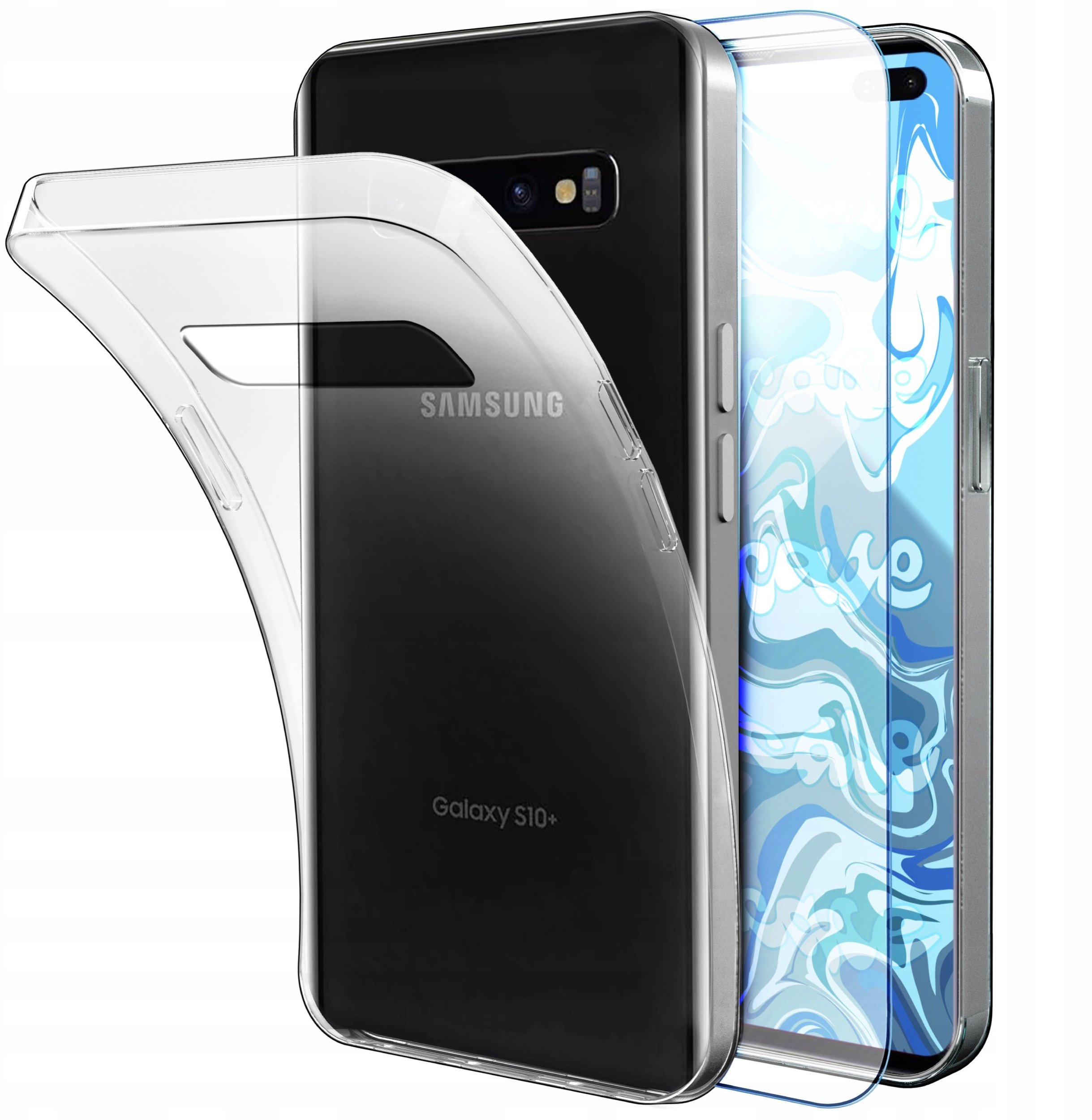 Etui Do Samsung Galaxy S10 (Przezroczyste, Silikonowe, Ochronne) Szkło 9H