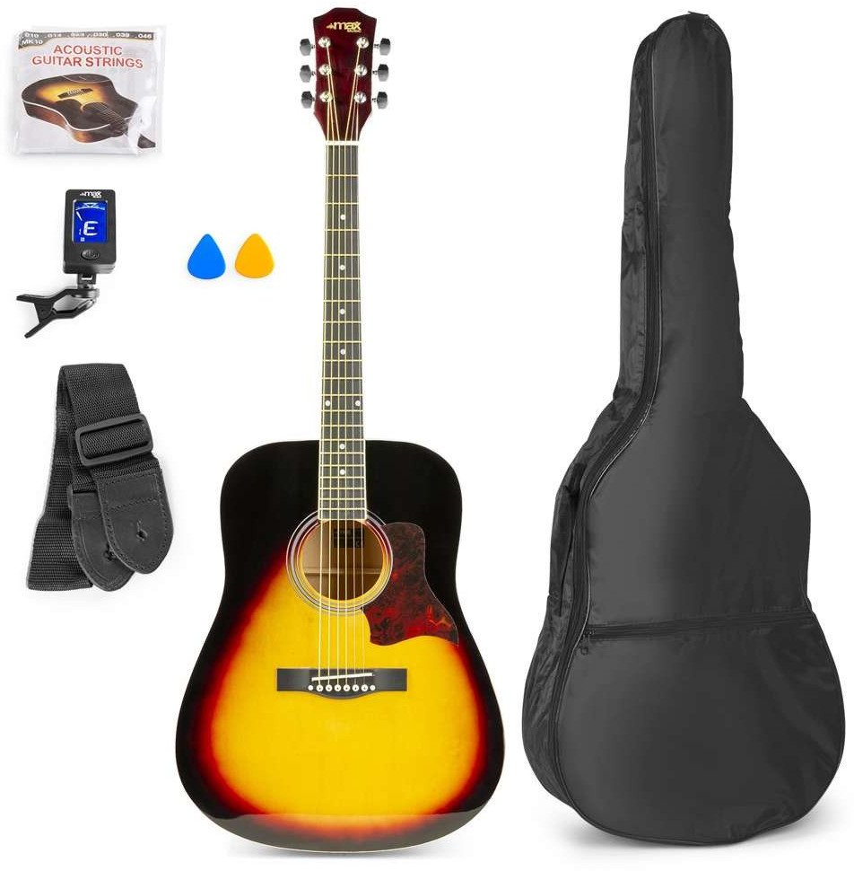 Zestaw: Gitara akustyczna Max Solojam Western sunbarst+ akcesoria one size
