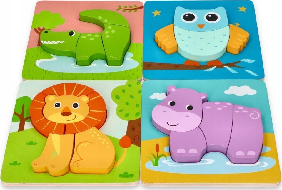 Lelin Zestaw czterech Układanek ze zwierzątkami