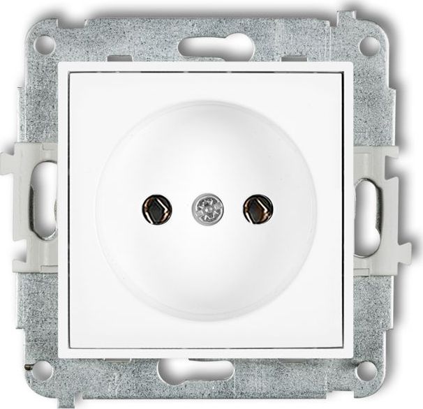 Karlik MINI Gniazdo pojedyncze b/u z przesłonami białe MGP-1p