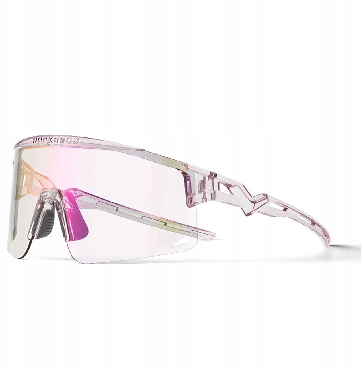 Okulary rowerowe Rockbros fotochromowe, z ochroną UV i wkładką korekcyjną, przeroczyste - fioletowe