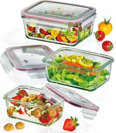 Kuchenprofi 3 pojemniki na żywność, szkło/tworzywo sztuczne / Kuchenprofi