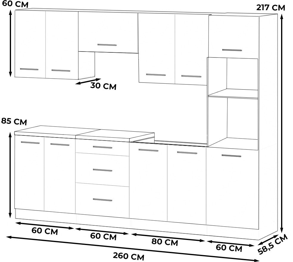 Kuchnia Słupek Nowoczesna Modułowa Marra 2.6m Biały Wotan San Sebastian