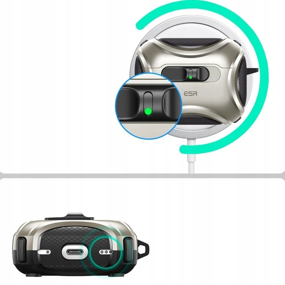 ESR Etui Cyber FlickLock HaloLock MagSafe do Apple AirPods Pro 3 Titanium