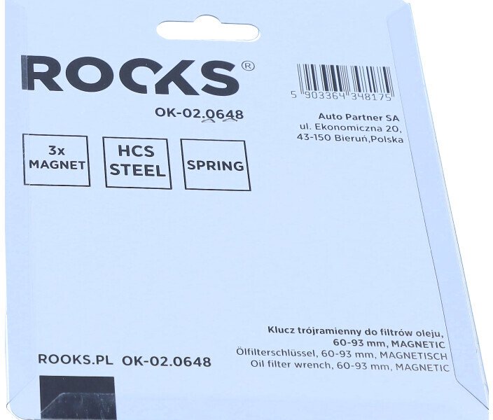 ROOKS KLUCZ TRÓJRAMIENNY DO FILTRÓW OLEJU 60-90 MM, 3/8", MAGNETIC