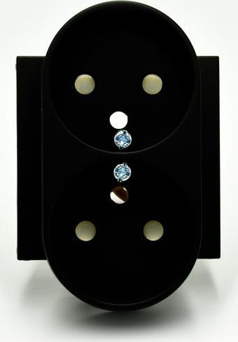 Efapel EFAPEL LOGUS90 ELEMENT CENTRALNY DO GNIAZDA PODWÓJNEGO Z UZIEMIENIEM CZARNY MAT 90656 TPM