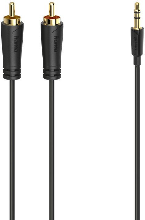 Hama Audio Cable 3.5 mm - 2 RCA apzeltiti kontakti 1.5 m melna - Vads