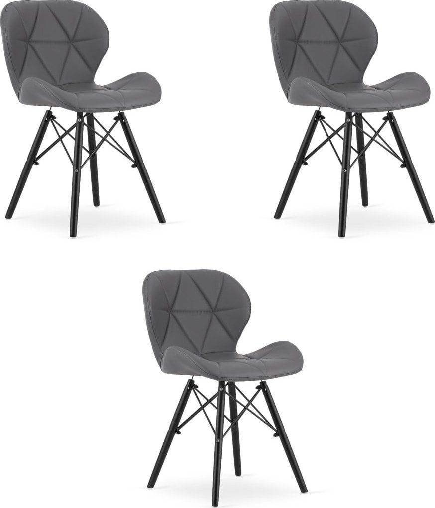 Leobert Krzesło LAGO ekoskóra - szare / nogi czarne x 3