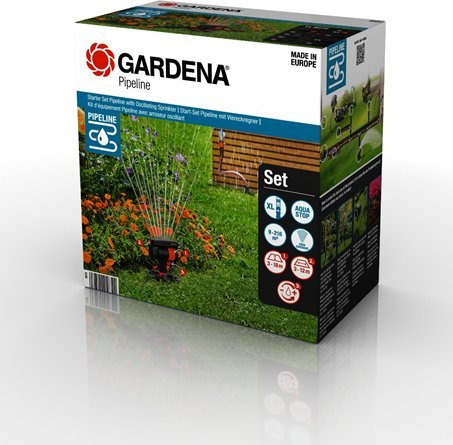 Gardena Pipeline - zestaw startowy ze zraszaczem wahadłowym