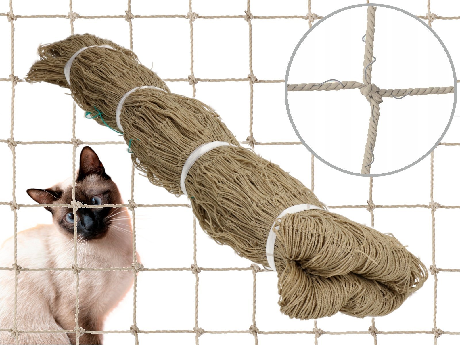 SIATKA WZMOCNIONA DRUCIKIEM "LIGHT" NA BALKON - ROLKA 8X2M MARKA BEZPIECZNE KOTY