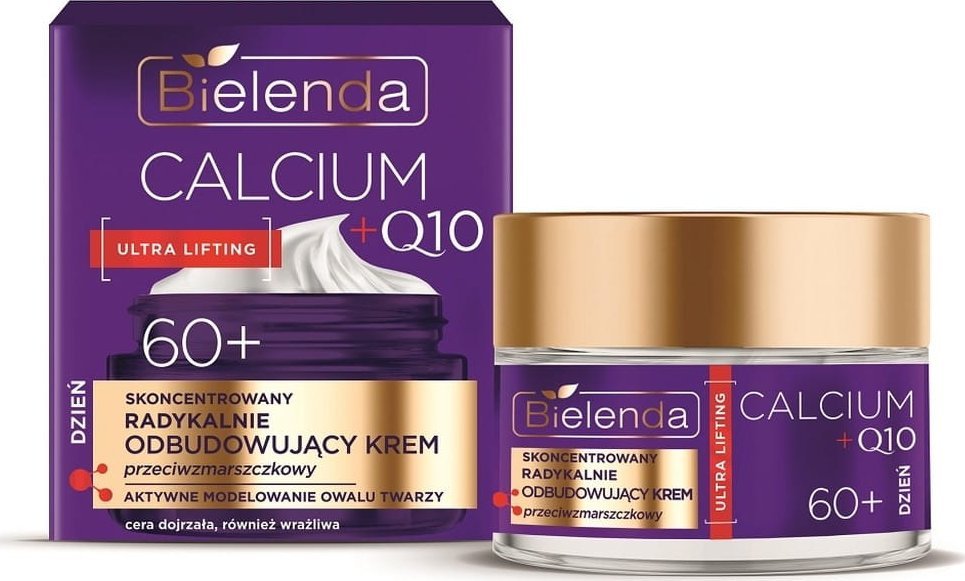 Bielenda Calcium + Q10 Skoncentrowany Radykalnie Odbudowujący Krem Przeciwzmarszczkowy Na Dzień 60+ 50Ml