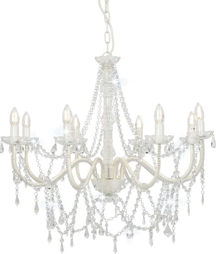 Lampa wisząca Lumes Biały świecznikowy żyrandol kryształowy - EX98-Antos