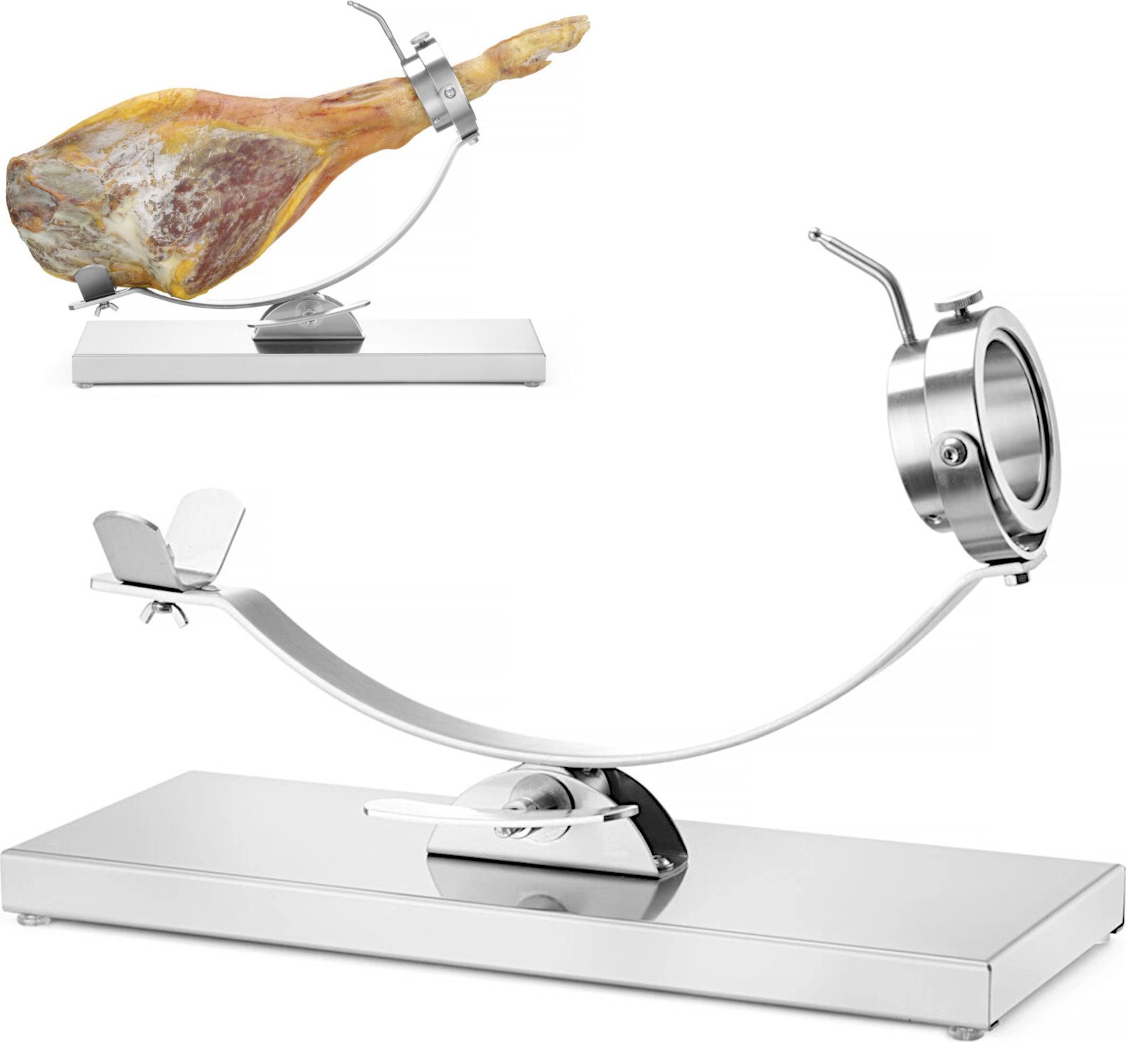 Hendi Stojak uchwyt do szynki dojrzewającej jamon serrano stalowy 595 x 215 x 300 mm Stojak uchwyt do szynki dojrzewającej jamon serrano stalowy 595 x
