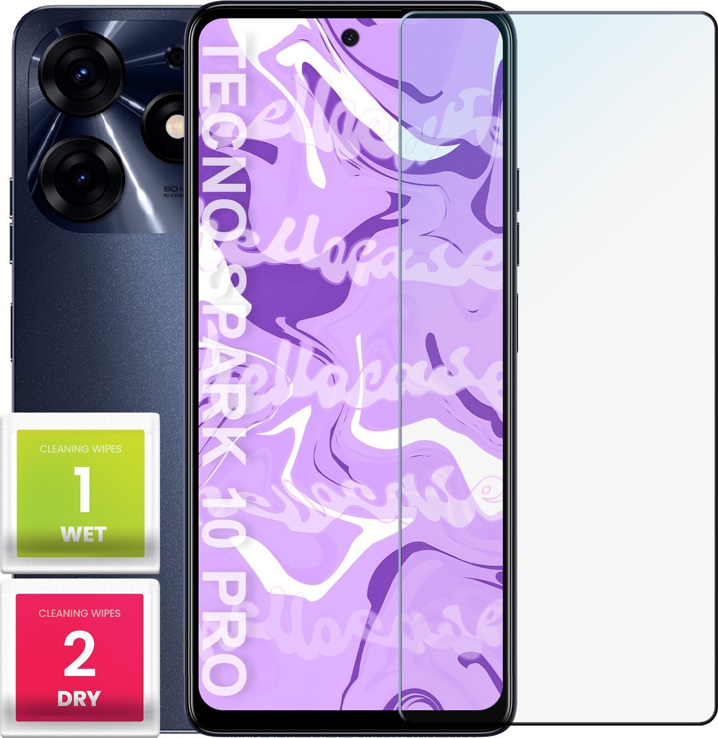 Hello Case Szkło Hartowane do Tecno Spark 10 Pro (szybka 9H, płaskie 2.5D, ochronne)