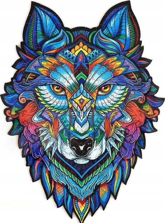 Pan i Pani Gadżet Puzzle Drewniane Dla Dorosłych Kolorowy Wilk