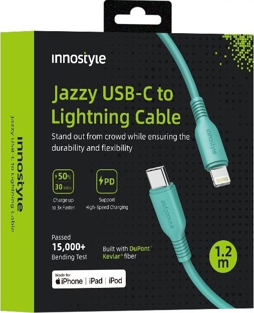 Kabel USB Innostyle USB-C - Lightning 1 m Zielony