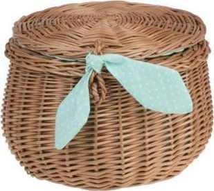 WickerPL Decor WIKLINOWY POJEMNIK Z OBSZYCIEM PASTELOWYM 22 H 15 CM