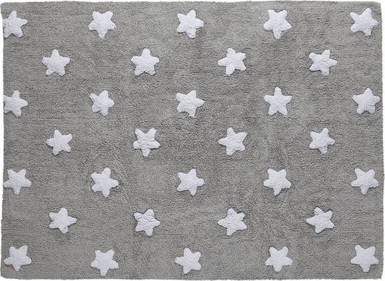 Lorena Canals Dywan do prania w pralce Grey Stars White, 120 x 160 cm jeden rozmiar