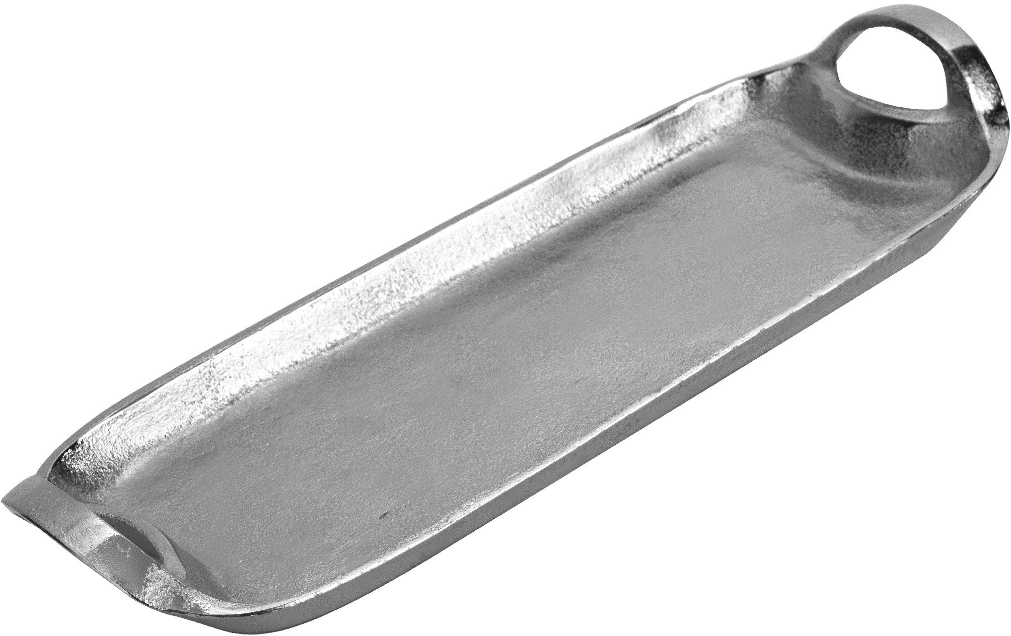 Taca ozdobna patera metalowa z uchwytem srebrna 40 cm