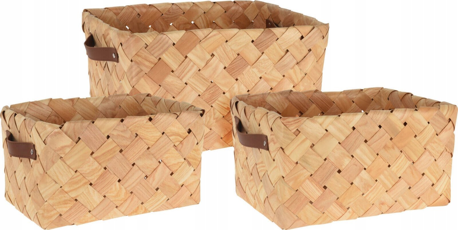 Home Styling Collection Zestaw trzech plecionych koszy, naturalne