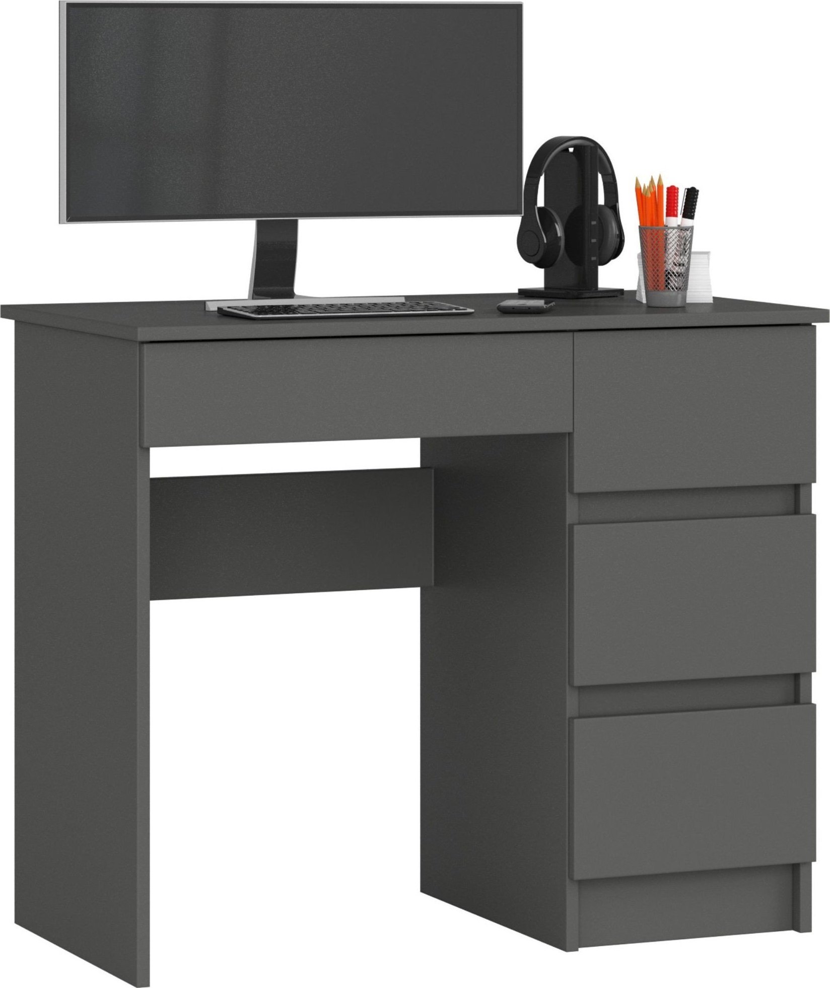 Biurko Fabryka Mebli Akord Biurko komputerowe A-7 90 cm prawe - grafit szary