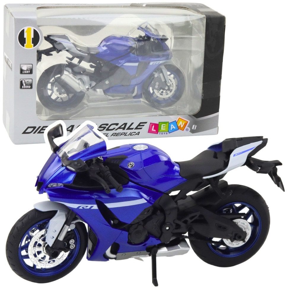 Motocykl Sportowy Metalowy Światła Dźwięki Granatowy R1 1:12