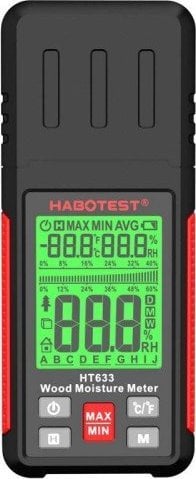 Habotest Cyfrowy miernik wilgotności Habotest HT633, wilgotnościomierz do drewna