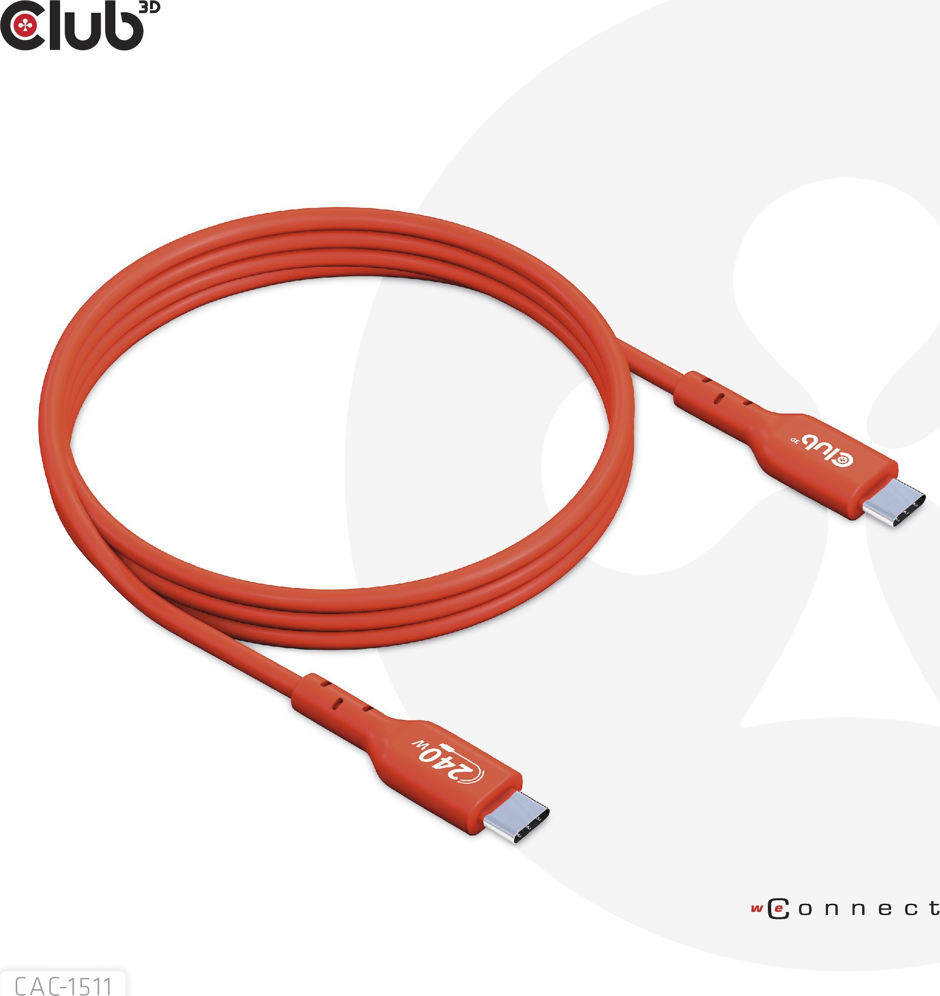 Kabel USB Club 3D USB-C - USB-C 1 m Czerwony (CAC-1511)