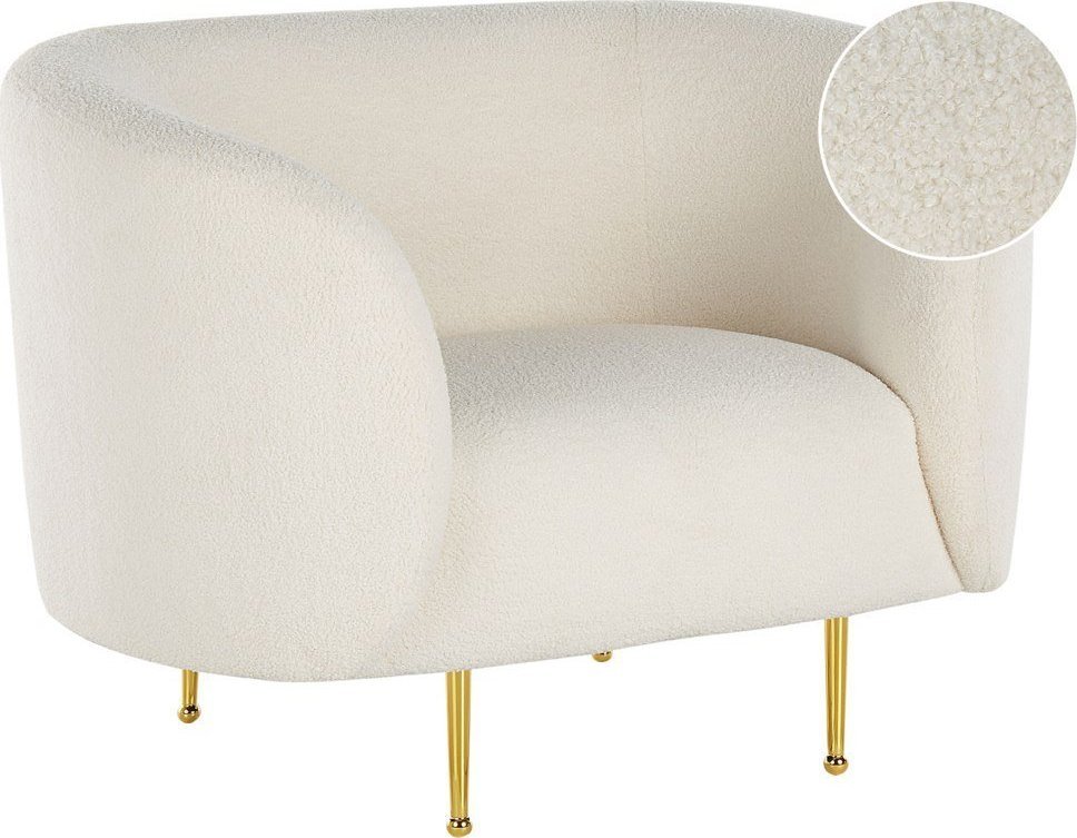 Beliani Fotel boucle biały LOEN