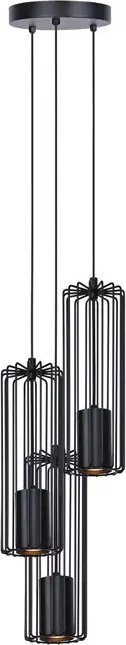 Lampa wisząca Lumes Czarna potrójna druciana lampa wisząca tuba - S776-Kela