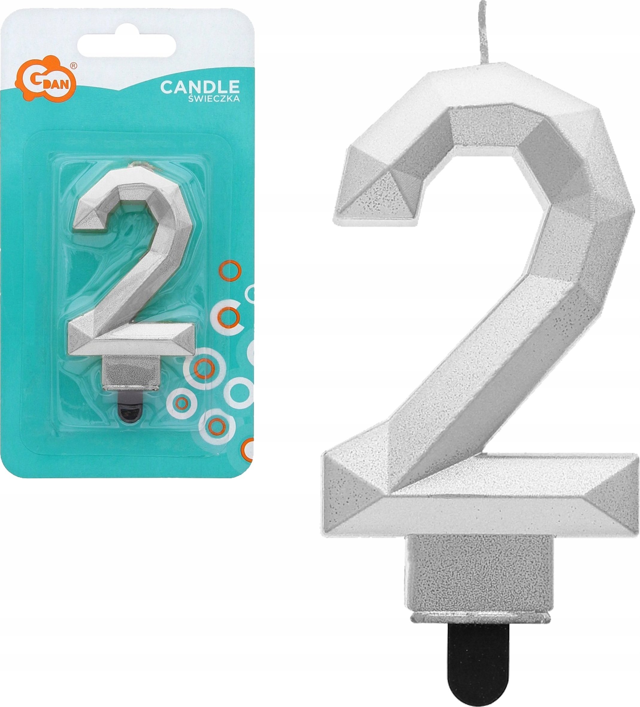 GoDan Świeczka cyfra 2 Diament met srebrny PF-SDS2 63230