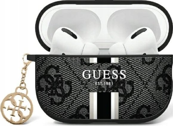 Guess Guess GUA2P4RPSK AirPods 1/2 cover black/black 4G Printed Stripes Charm