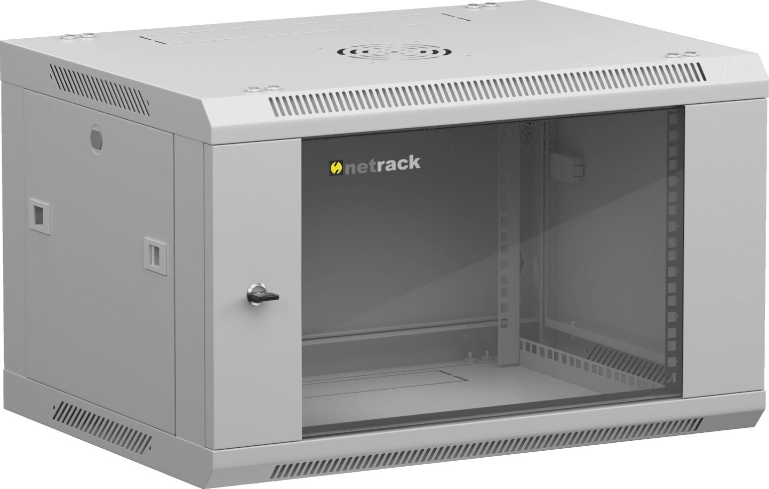 Szafa NetRack NETRACK 019-060-645-021 Netrack szafa wisząca 19, 6U/600x450mm – szary, drzwi szklane, otwierane boki