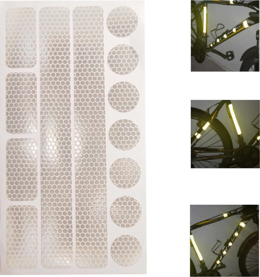 Stamal Naklejki odblaskowe ostrzegawcze na rower kask wózek srebrne zestaw 13szt
